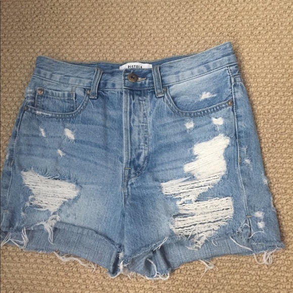 Planet Blue Pistola Denim High Waisted Shorts 26 - Picture 2 of 7